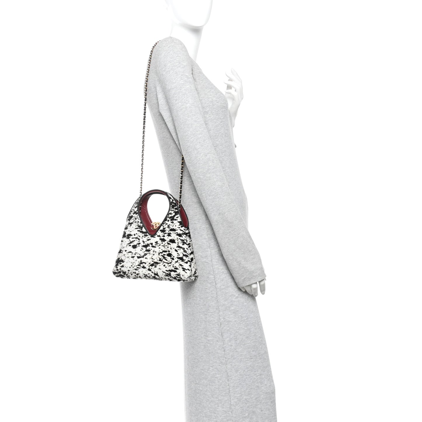 Pony Hair Printed Chic Lady Small Shopping Tote White Black