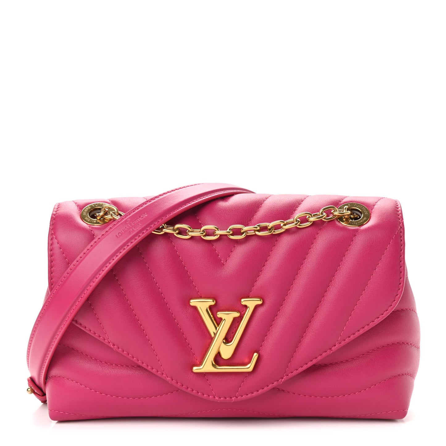 Calfskin LV New Wave Chain Bag Rose Freesia