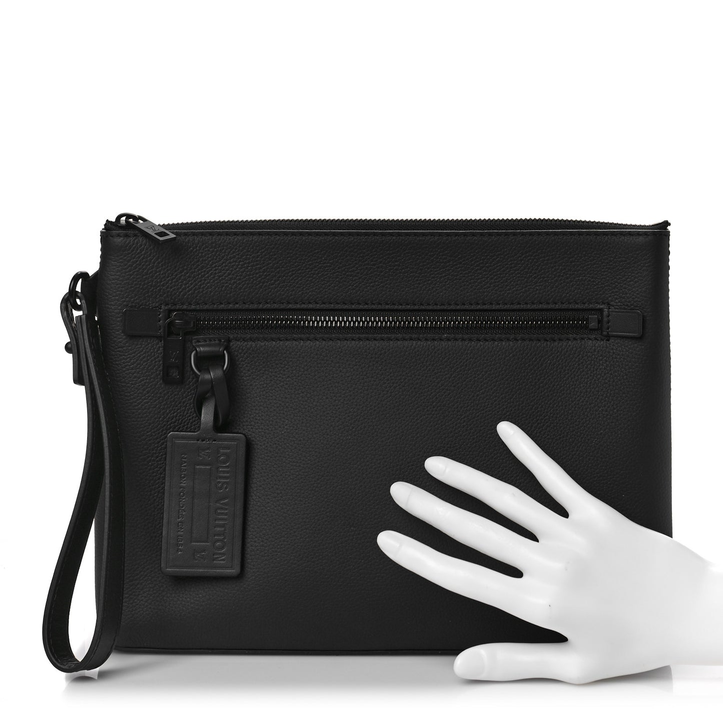 Grained Calfskin Aerogram Takeoff Pouch Black