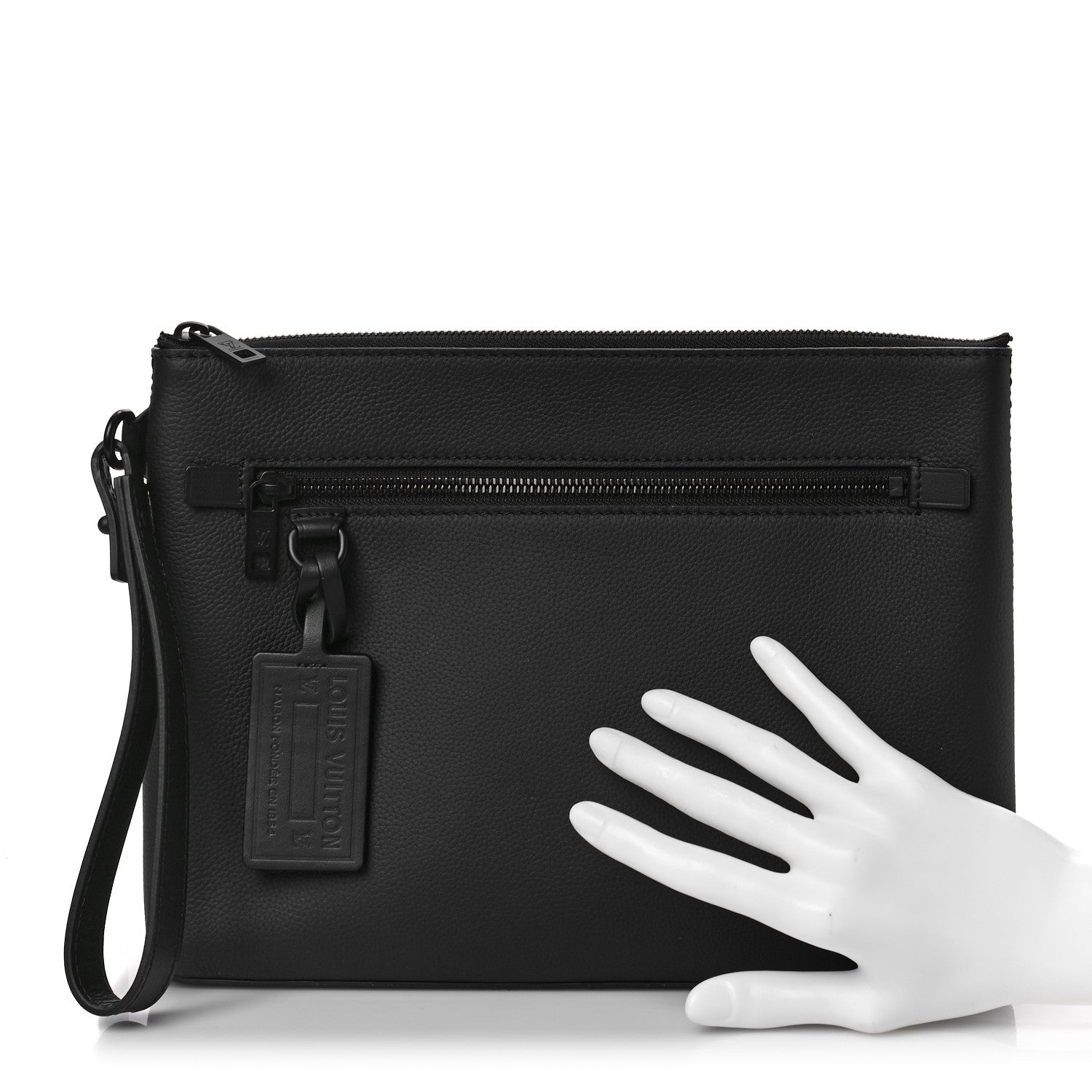 Louis Vuitton Grained Calfskin Aerogram Takeoff Pouch Black 2 of 10