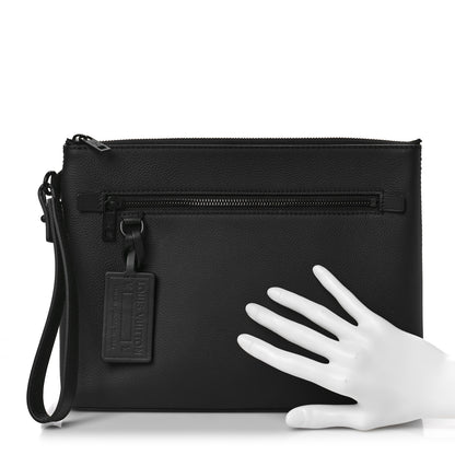 Louis Vuitton Grained Calfskin Aerogram Takeoff Pouch Black 2 of 10