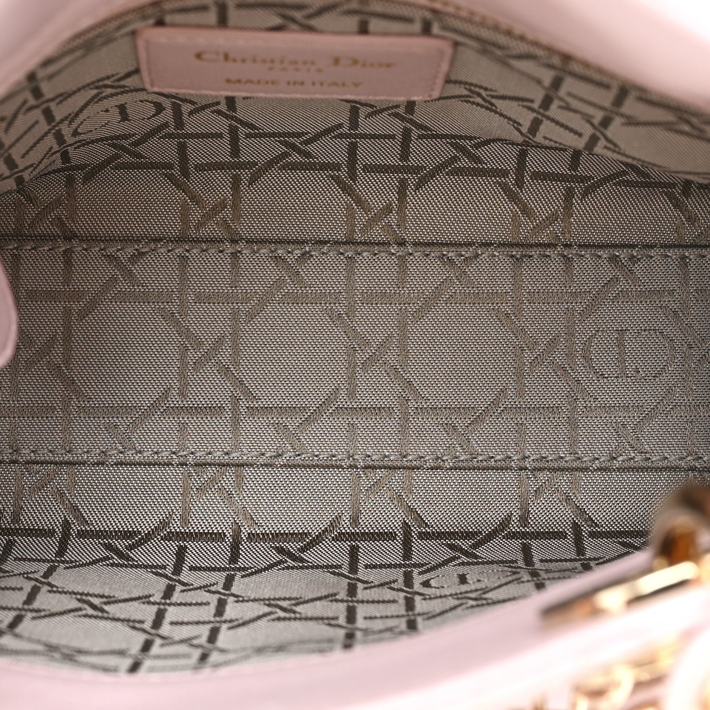Metallic Lambskin Cannage Mini Lady Dior Lotus