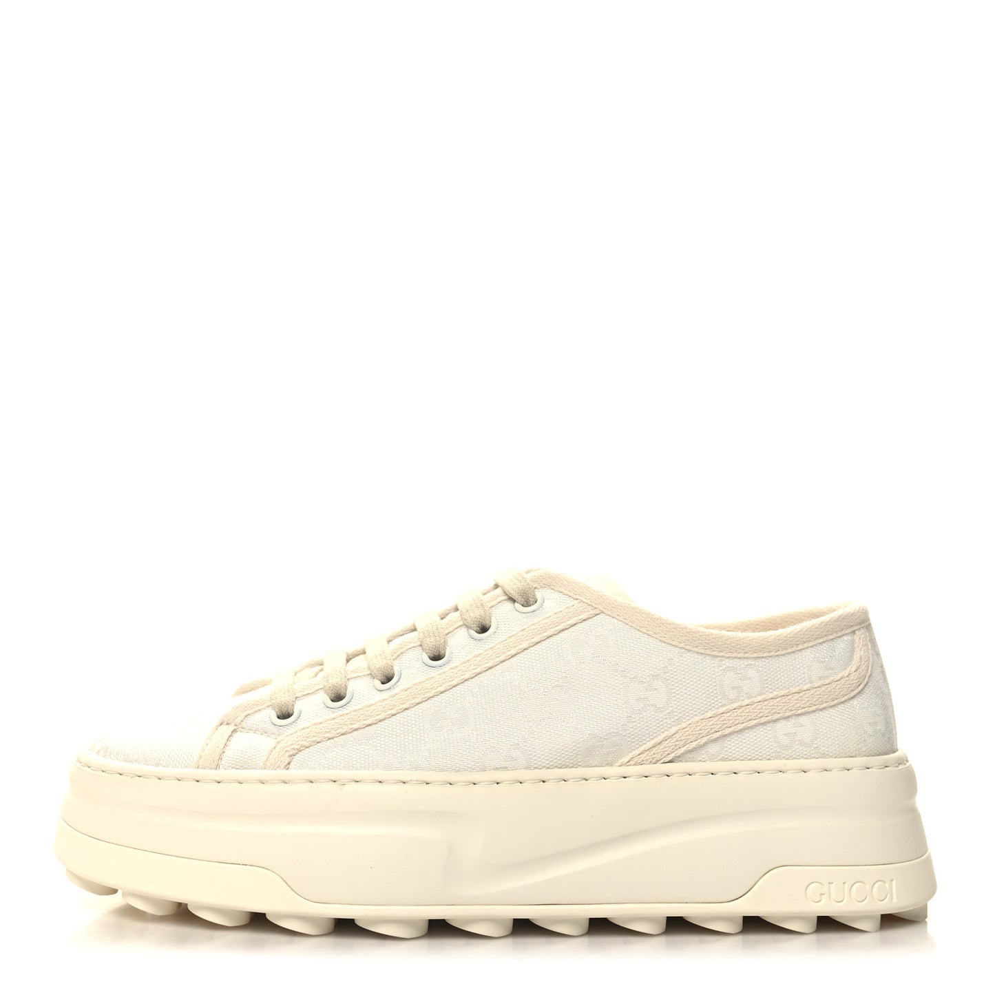 GG Monogram Womens 1977 Tennis Platform 52mm Sneakers 38 Great White Mystic White