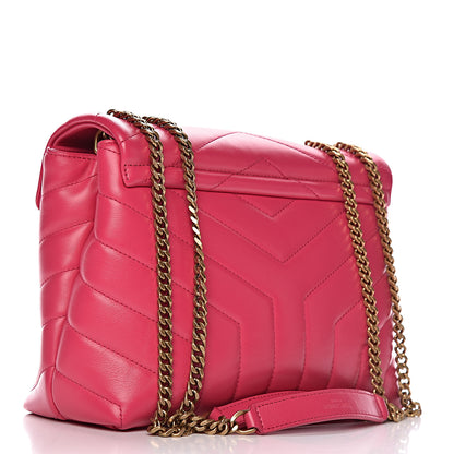 Saint Laurent Calfskin Y Quilted Monogram Small Loulou Chain Satchel Fresh Fuxia 3 of 11