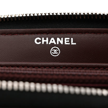 Chanel Lambskin Quilted Large Gusset Zip Around Wallet Black 6 of 8
