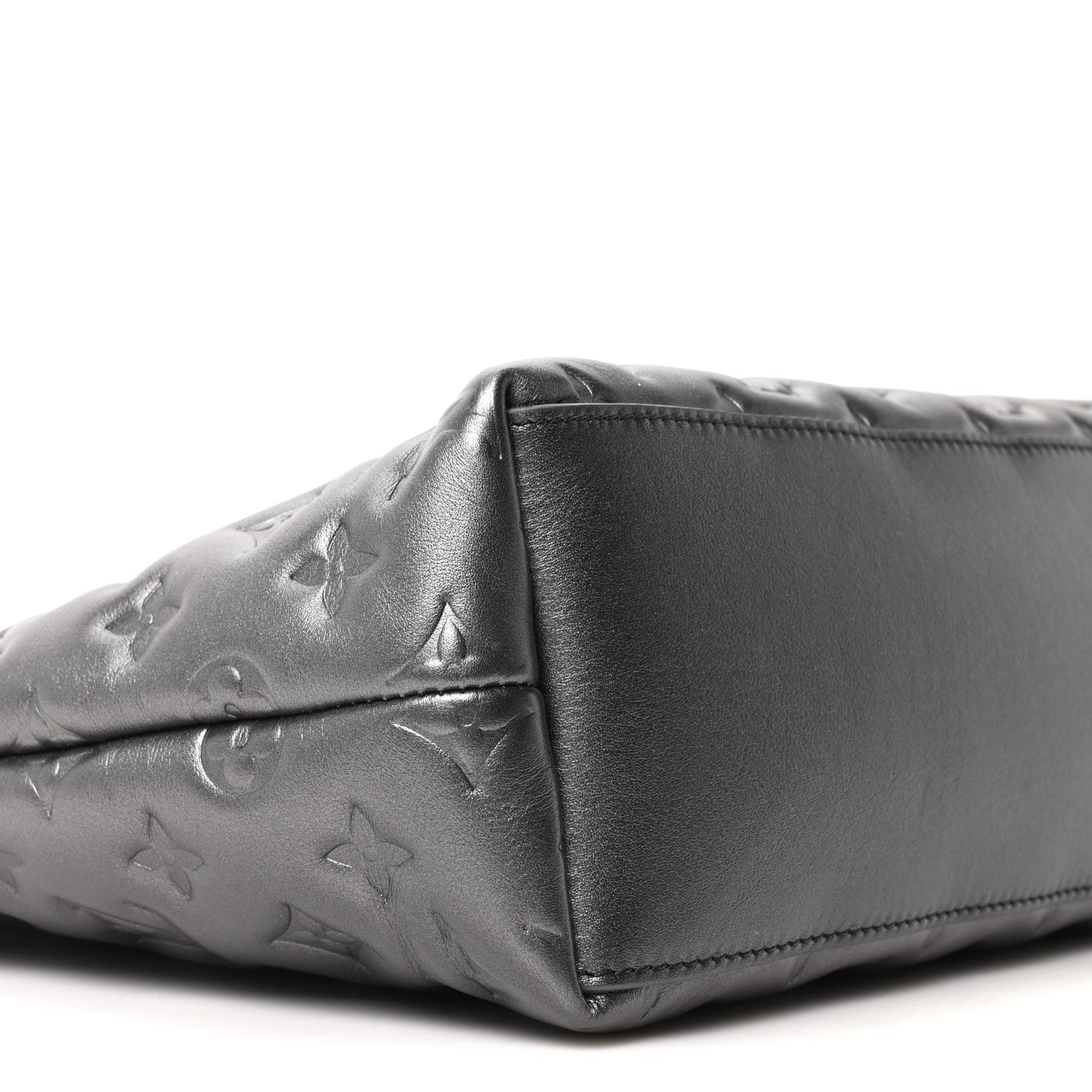 Louis Vuitton Calfskin Embossed Monogram Coussin Hobo MM Gunmetal Gray 9 of 10
