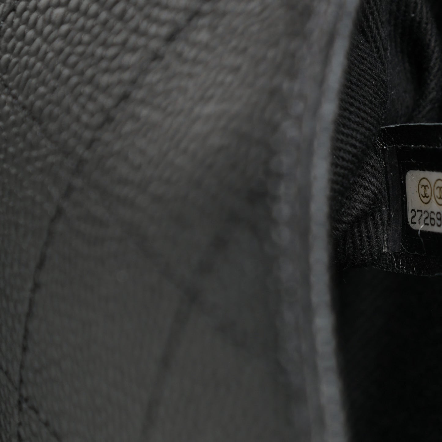 Grained Calfskin Stitched Flap Black