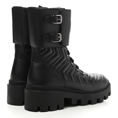 Gucci Nappa Frances GG Matelasse Platform Combat Boots 39 Black 4 of 9