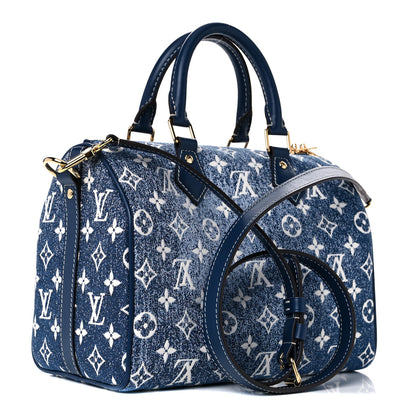 Louis Vuitton Monogram Jacquard Denim Speedy Bandouliere 25 Bleu 3 of 8