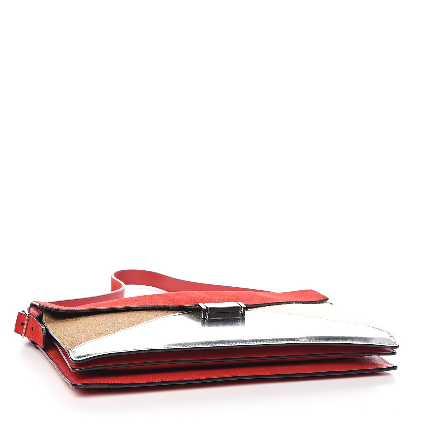 Suede Calfskin Pony Hair Medium Tri-Color Diamond Shoulder Bag Red