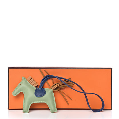 Hermes Milo Lambskin Grigri Rodeo Horse Bag Charm PM Vert Criquet Sesame Bleu de Malte 5 of 5