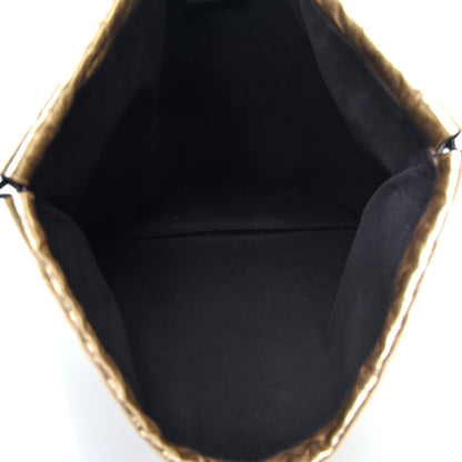Fendi Laminated Calfskin Medium Drawstring Pouch Bag Oro Black 5 of 9