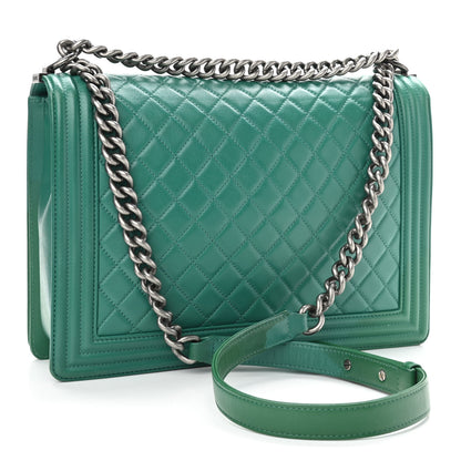 Chanel Lambskin Quilted Large Boy Flap Green 3 of 16