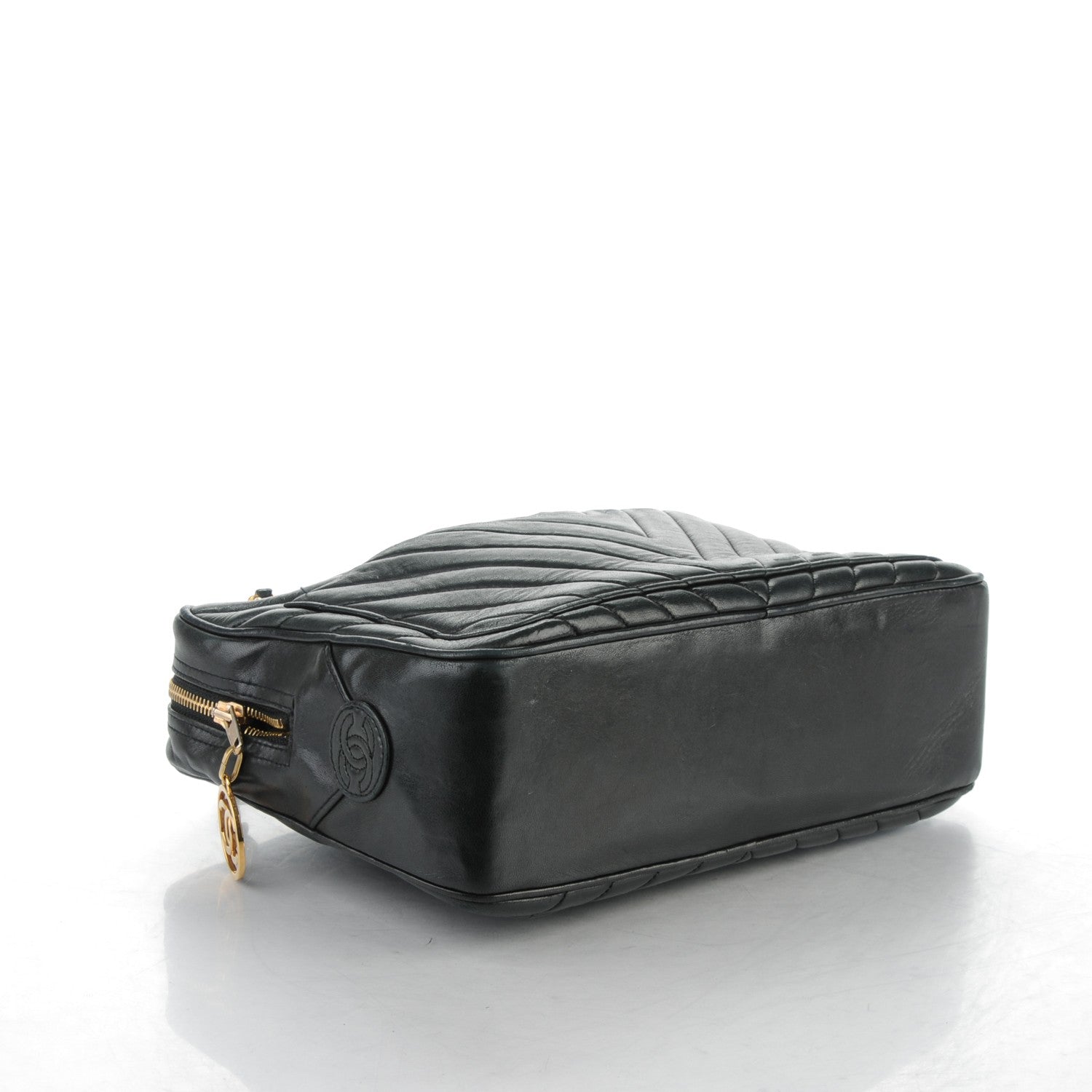 Chanel Lambskin Chevron Quilted Camera Case Black 4 of 8