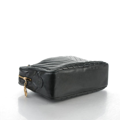 Chanel Lambskin Chevron Quilted Camera Case Black 4 of 8
