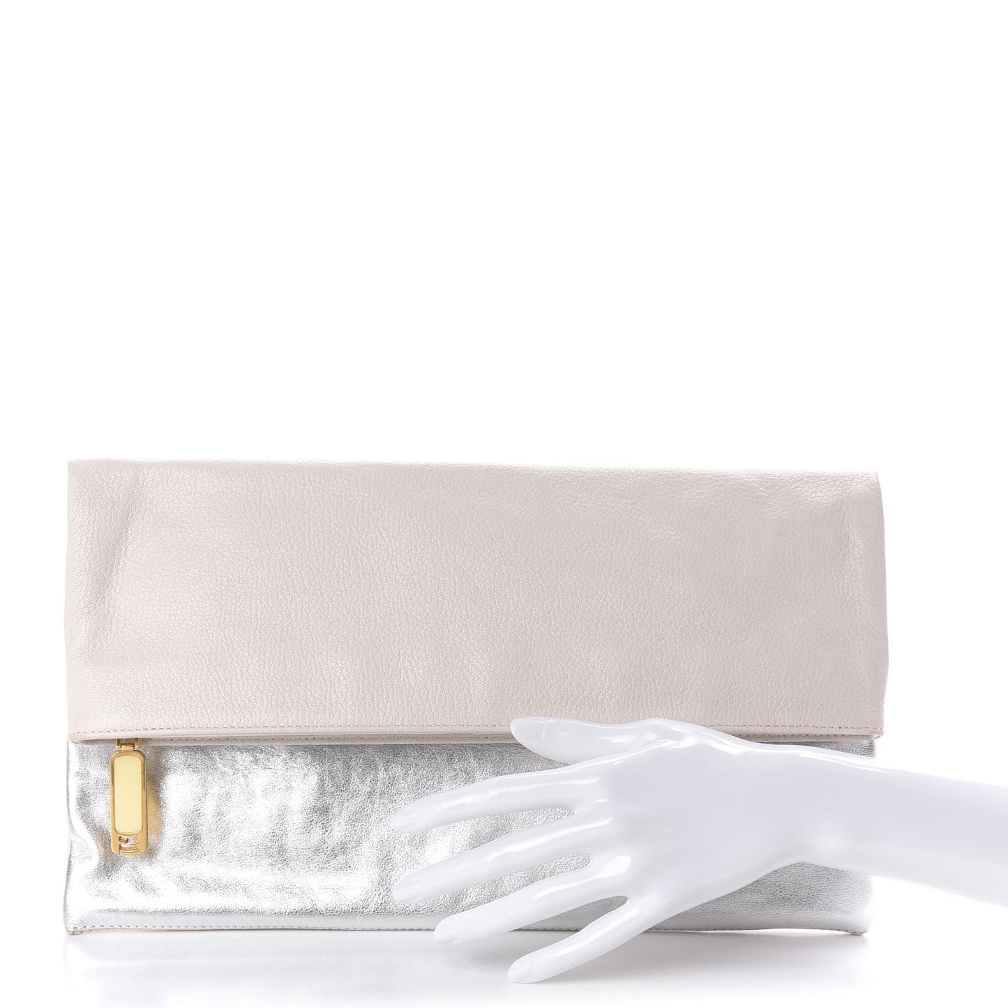 Metallic Calfskin Roma Chameleon Clutch Soap Silver