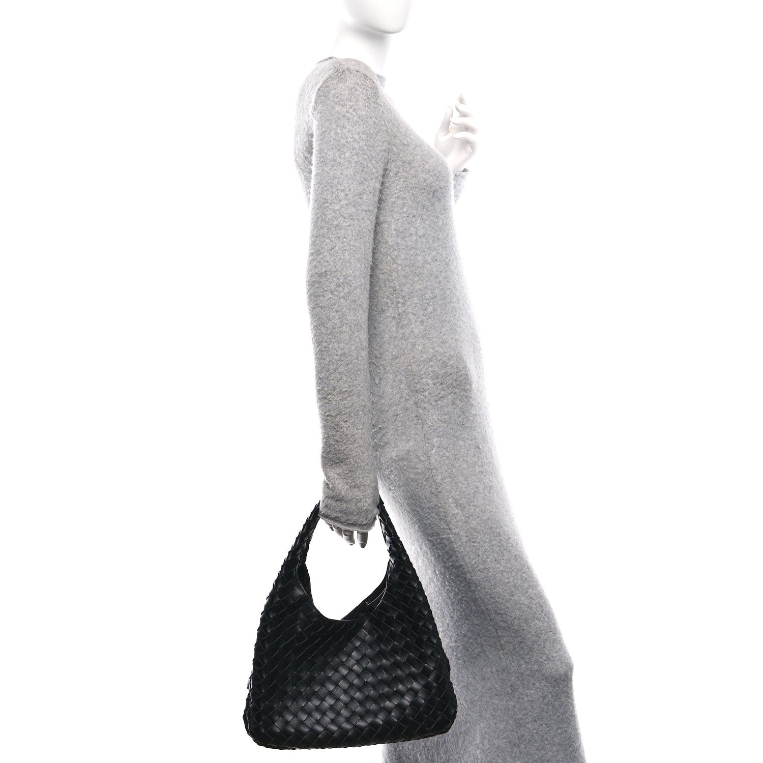 Bottega Veneta Nappa Intrecciato Medium Campana Shoulder Bag Black 2 of 9