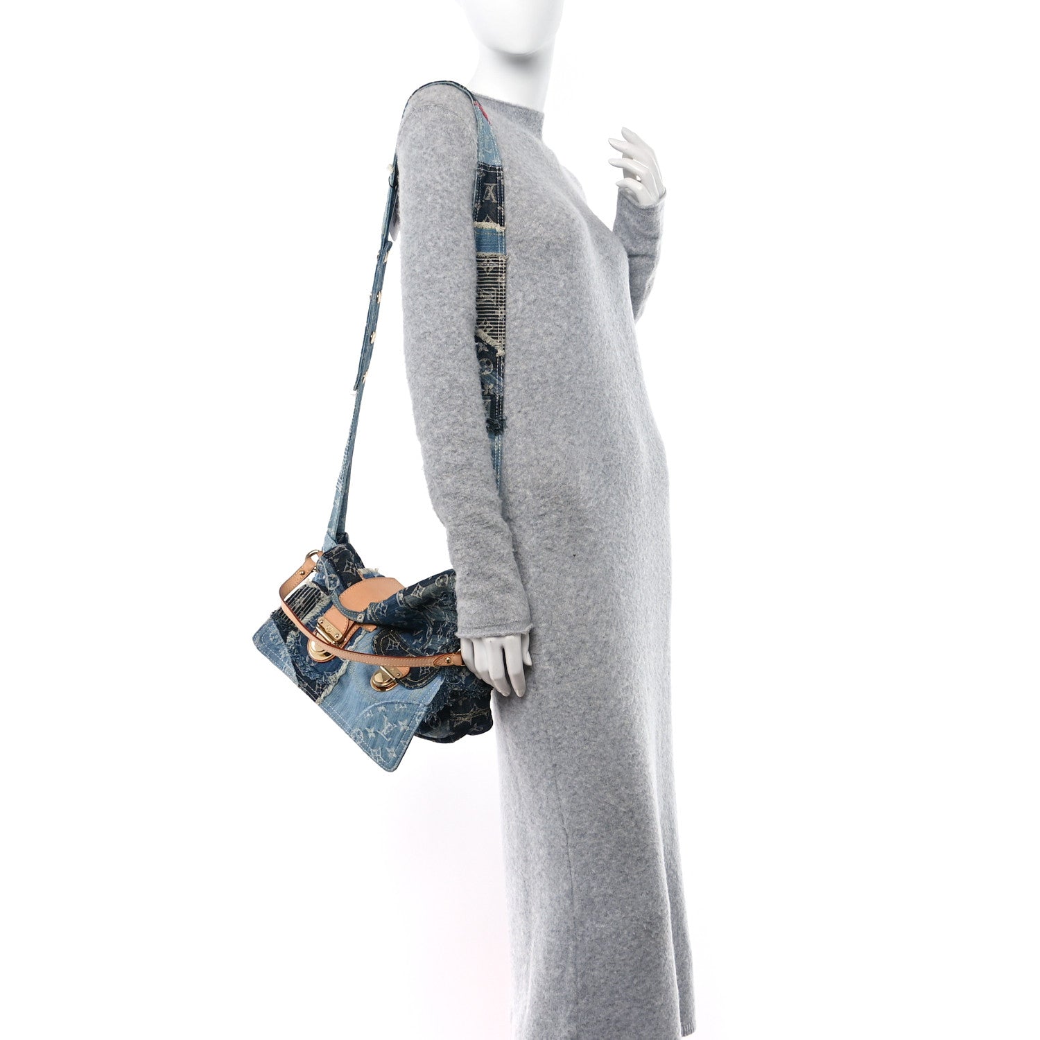 Louis Vuitton Denim Patchwork Posty Messenger Bag Blue 2 of 10