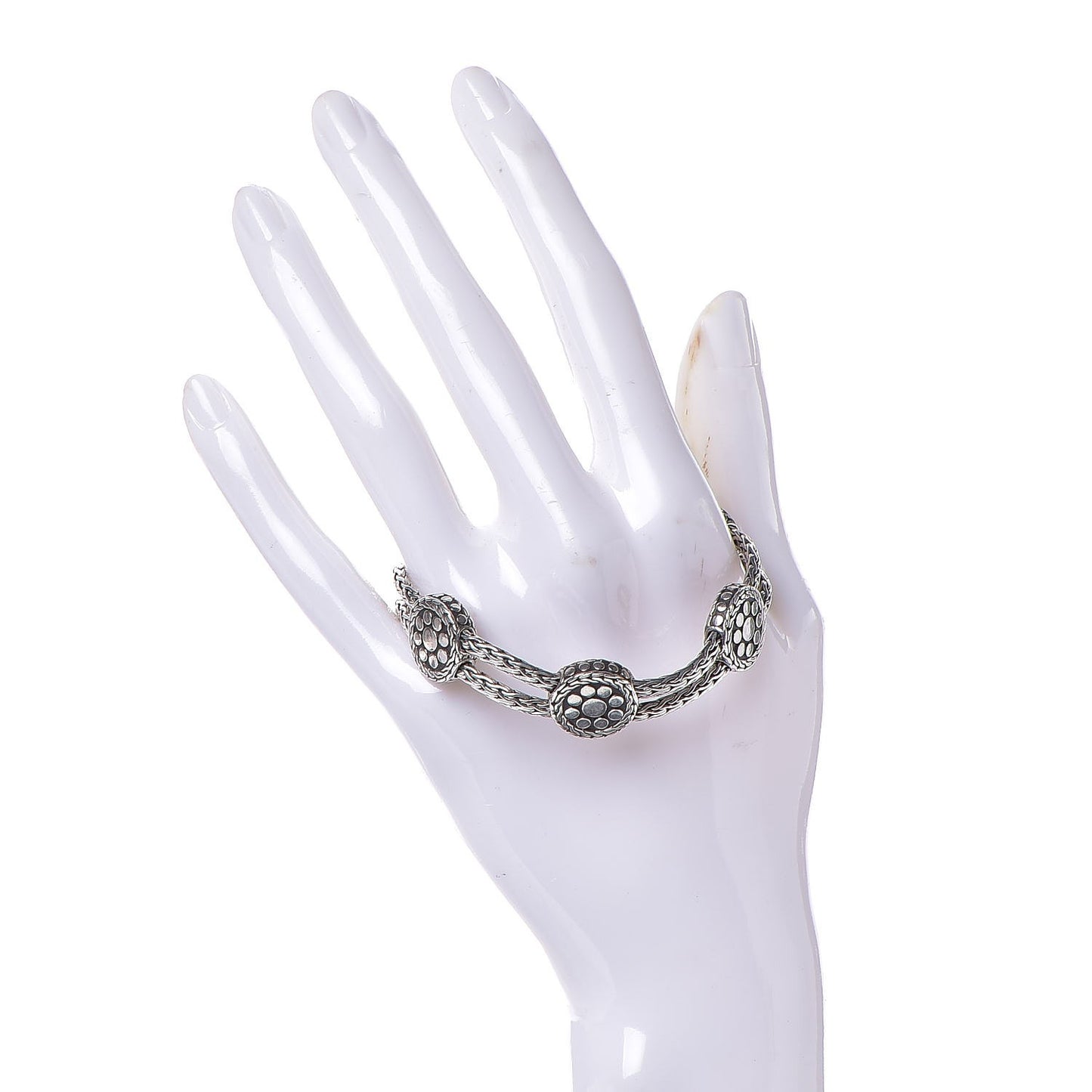 Sterling Silver Dot Rope Disc Bracelet