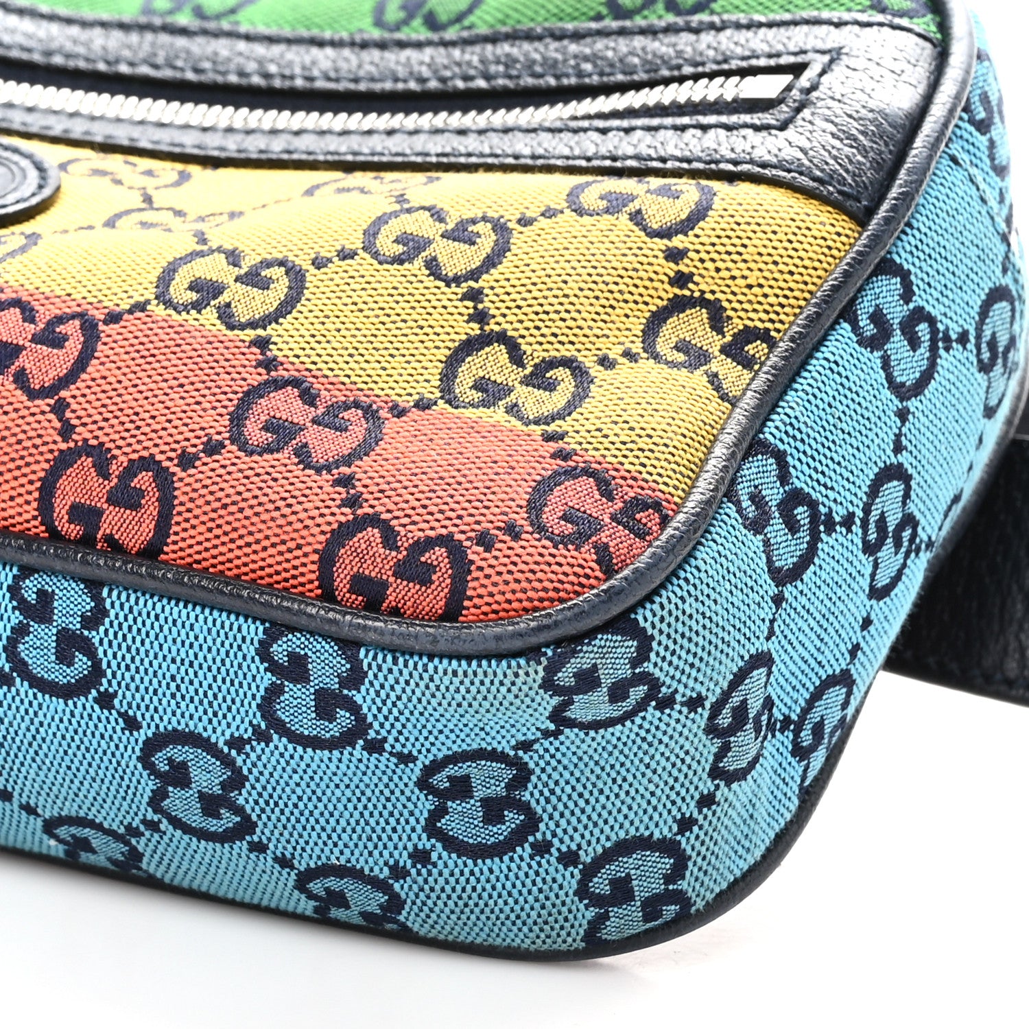 Gucci Monogram Multicolor Retro Interlocking G Belt Bag 90 36 Blue Rainbow Light Blue 10 of 10