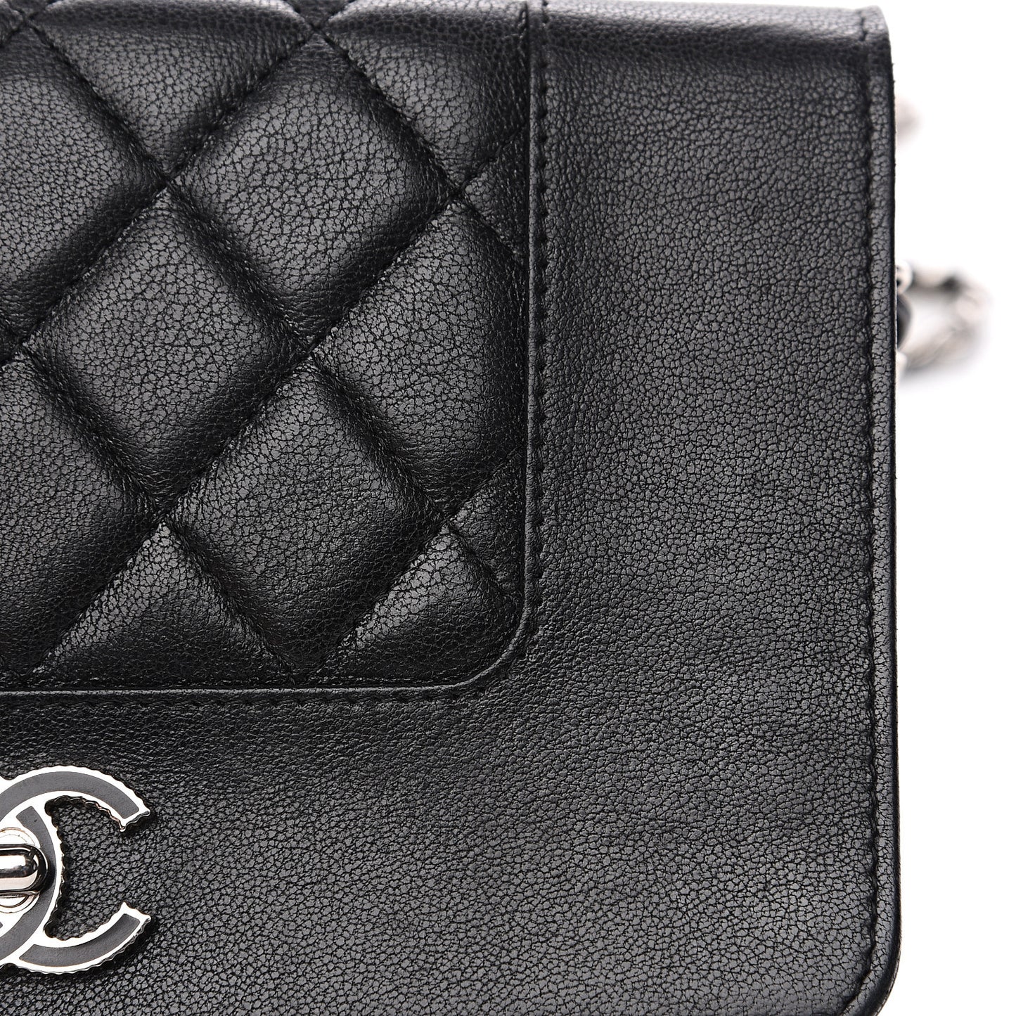 Sheepskin Quilted Mademoiselle Vintage Wallet On Chain WOC Black