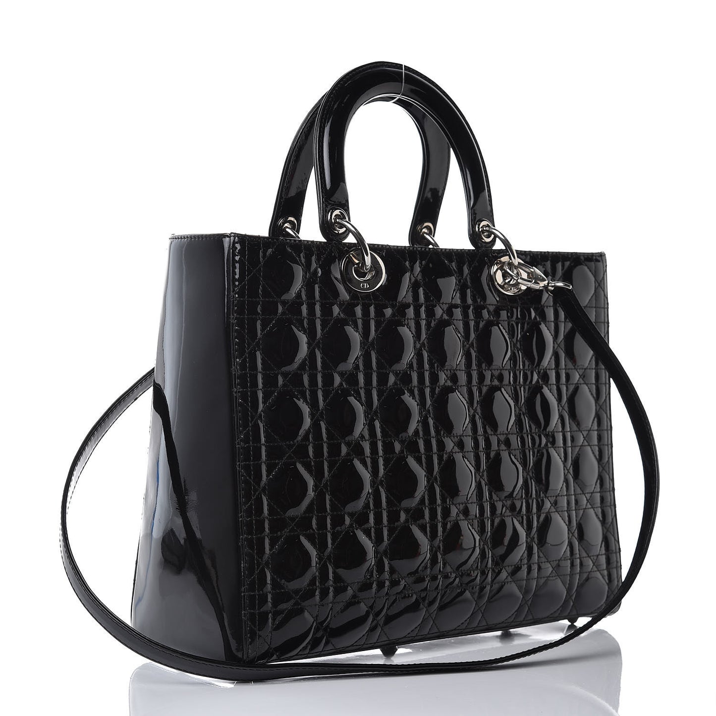 Patent Cannage Large Lady Dior Black