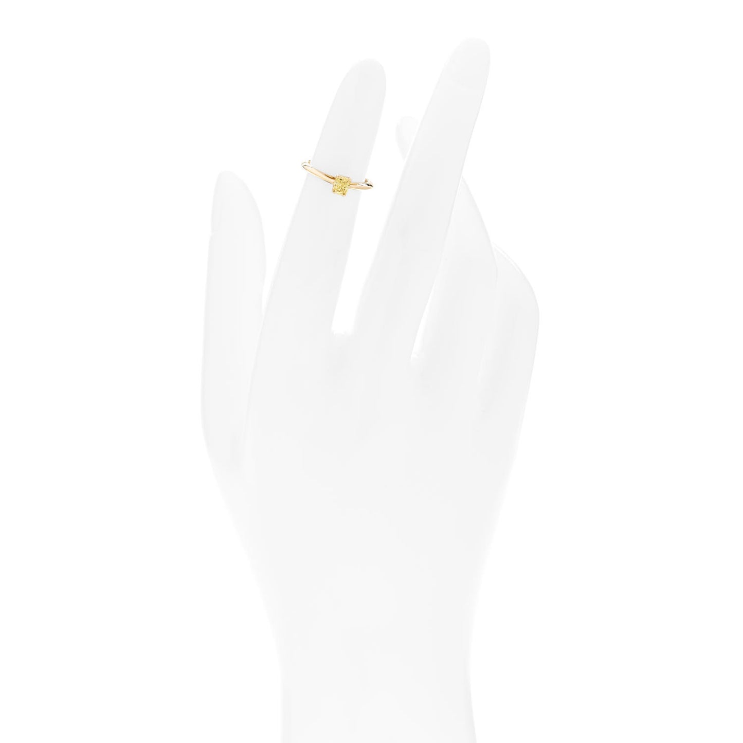 18K Yellow Gold Fancy Yellow Diamond .29ct Solitaire Cushion Cut Engagement Ring 43 2.75