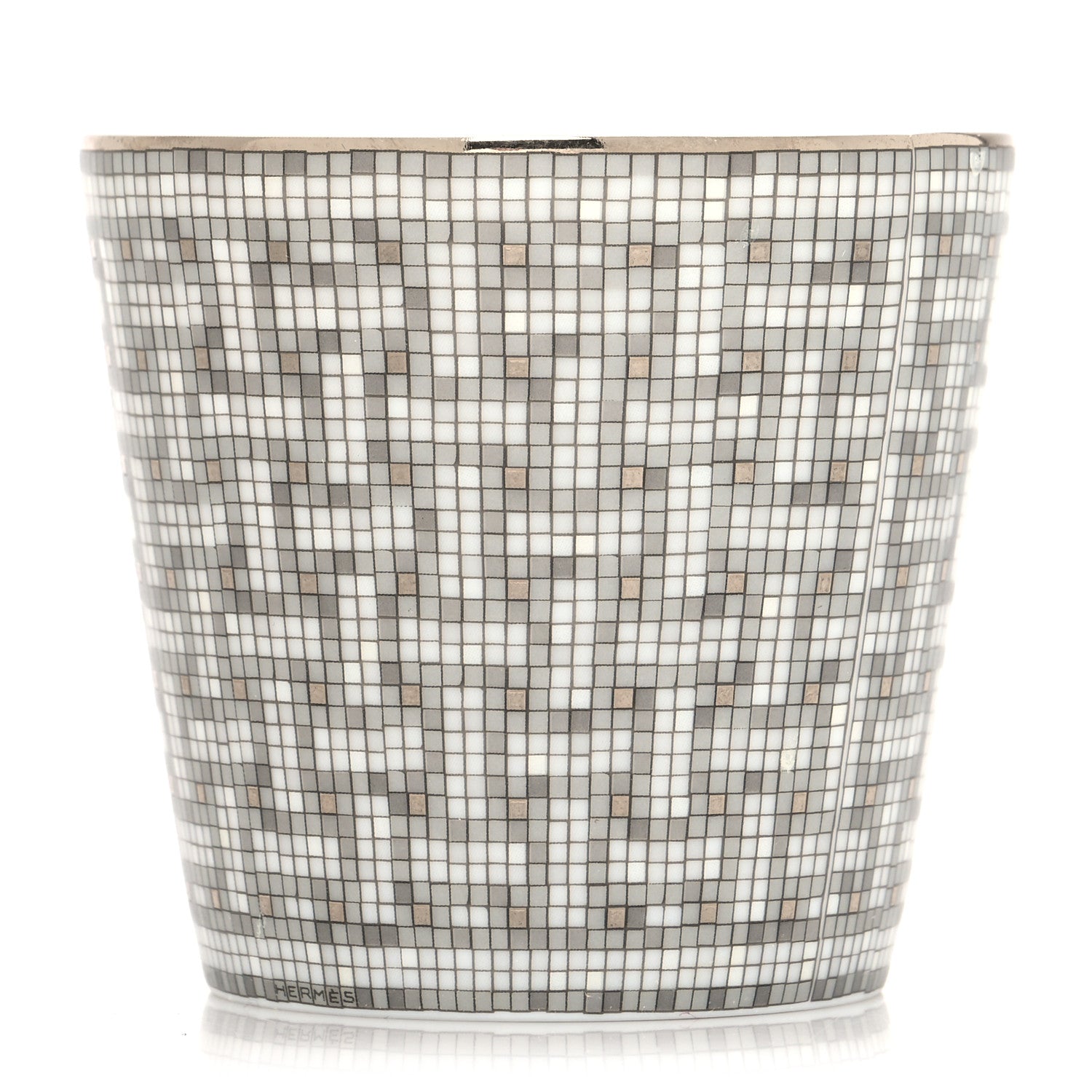 Hermes Porcelain Mosaique Au 24 Porcelain Candle Tumbler Platinum 3 of 7