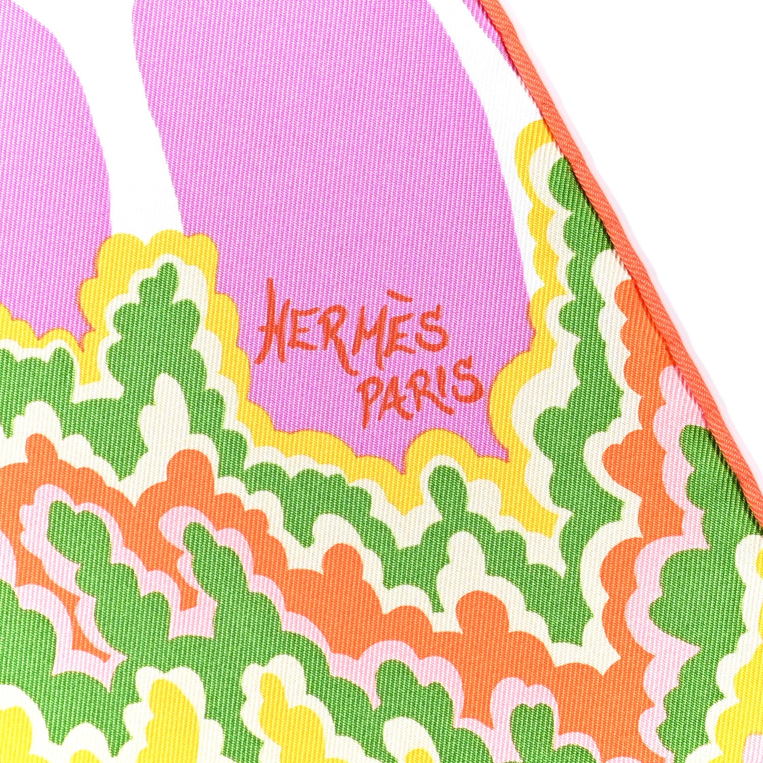 Hermes Silk Twill The Three Graces Scarf 90 Orange Vif Mauve 3 of 6