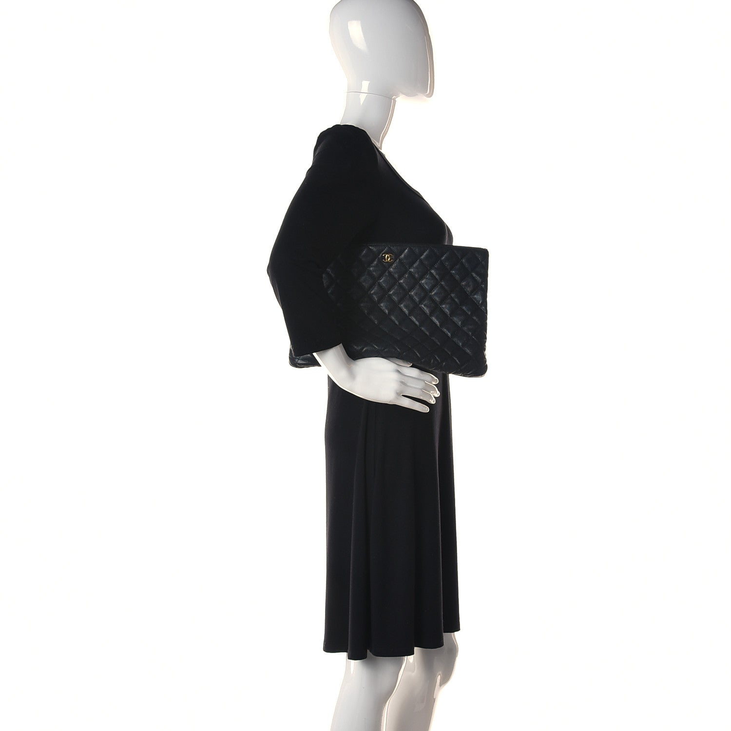 Chanel Caviar Quilted Large Cosmetic Case Black 3 of 14