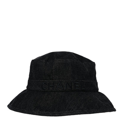 Chanel Denim Logo Bucket Hat S Black 2 of 5