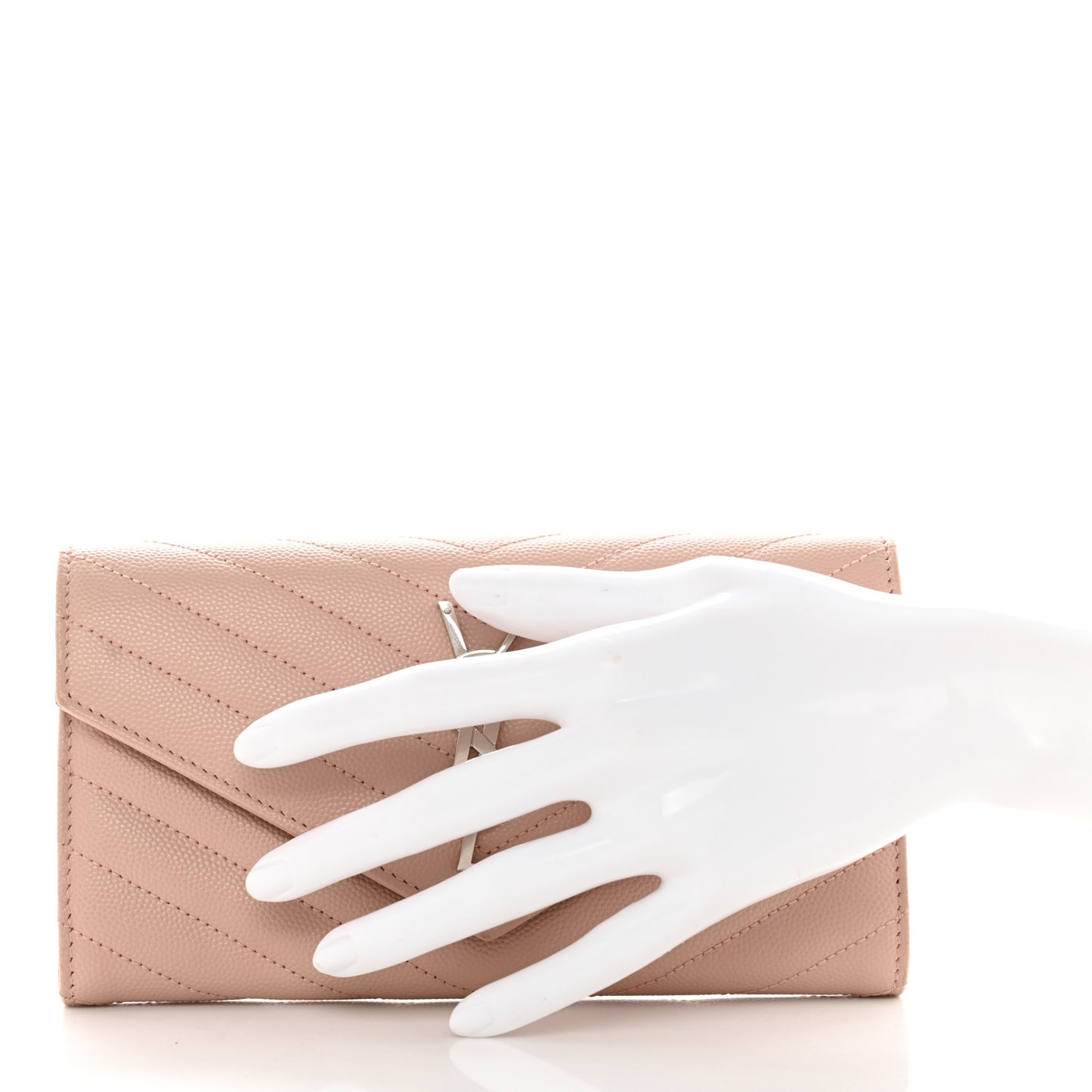 Grain De Poudre Matelasse Chevron Monogram Flap Wallet Pale Pink
