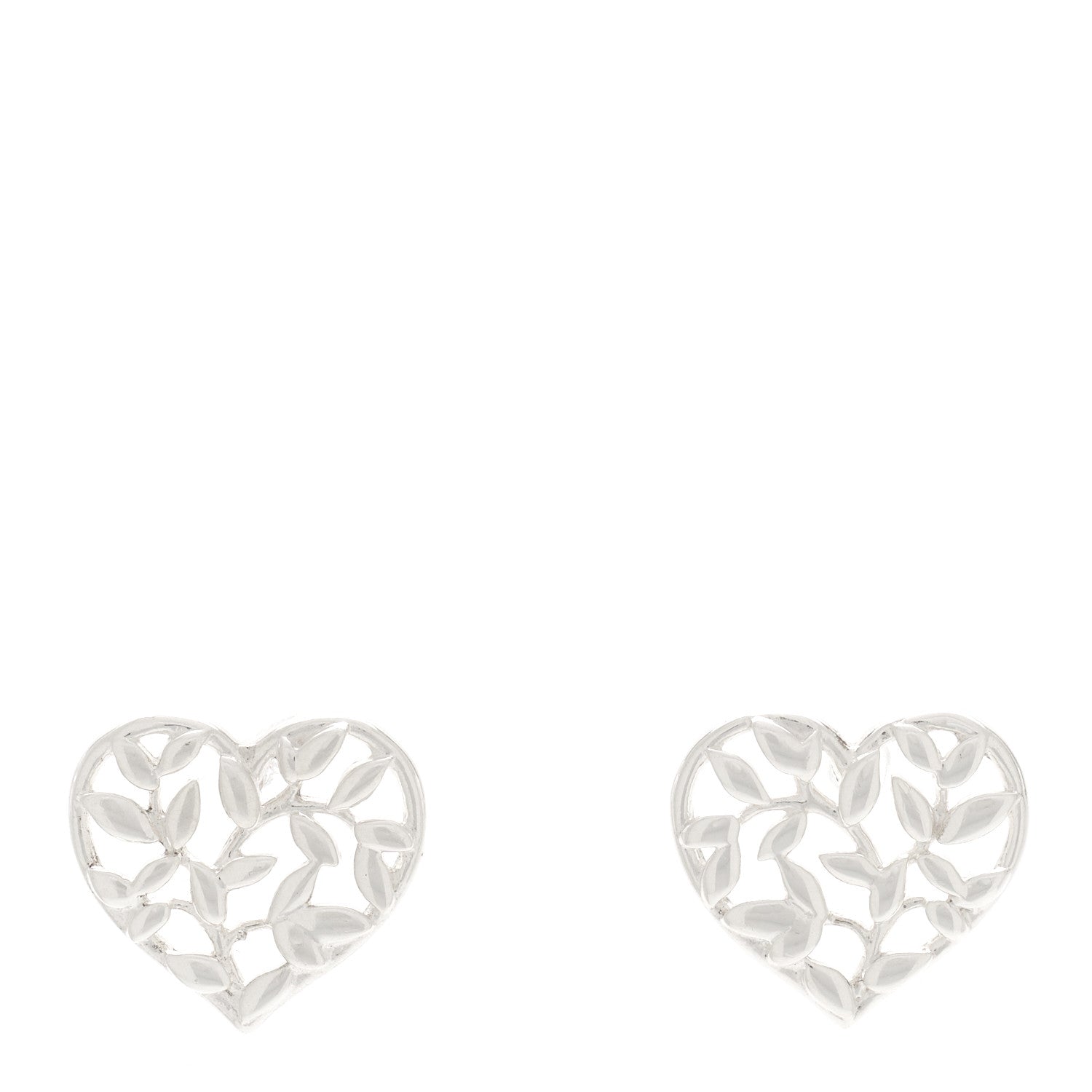 Tiffany Sterling Silver Paloma Picasso Olive Leaf Heart Earrings 1 of 5