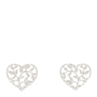 Tiffany Sterling Silver Paloma Picasso Olive Leaf Heart Earrings 1 of 5