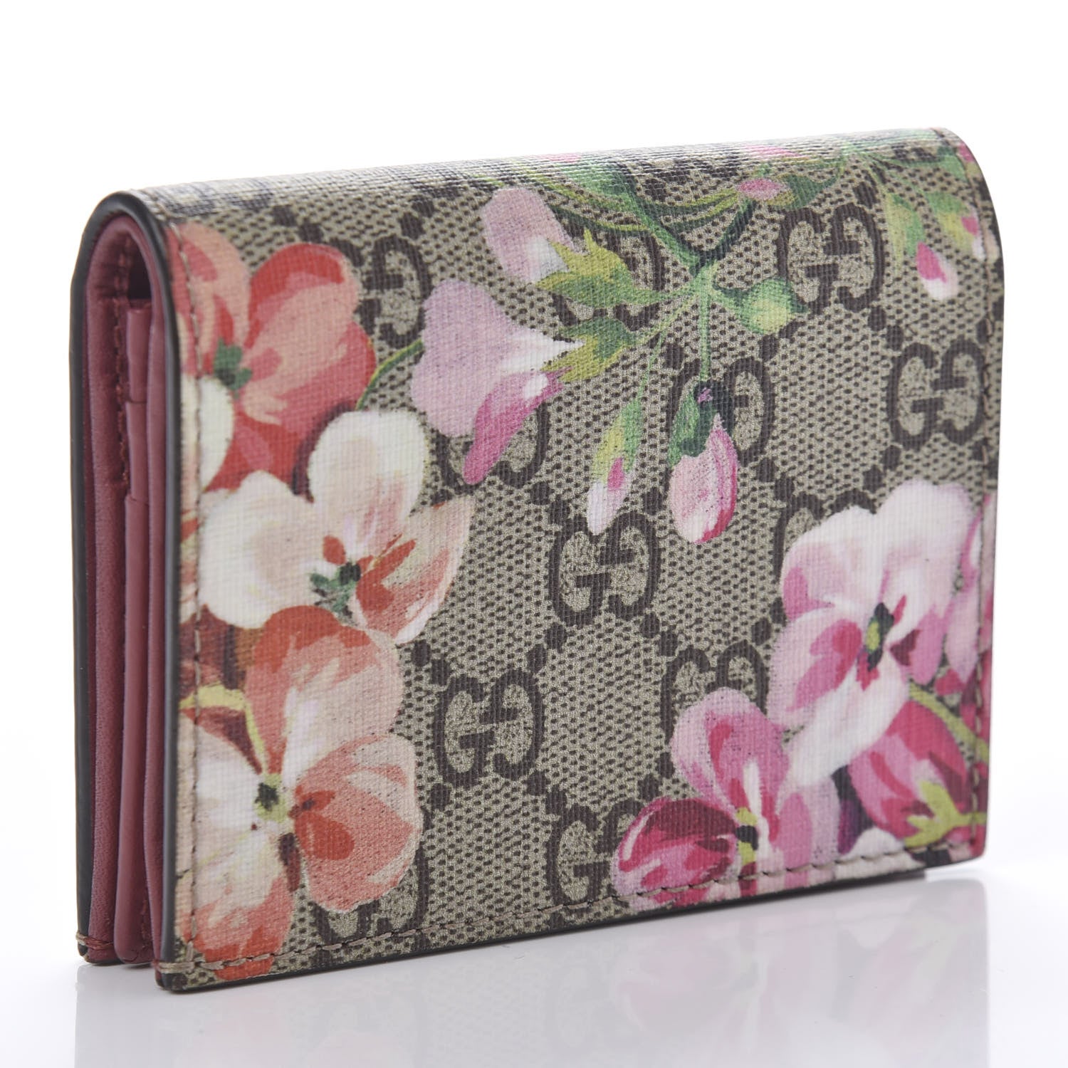 Gucci GG Supreme Monogram Blooms Card Case Beige Multicolor Dry Rose 3 of 10
