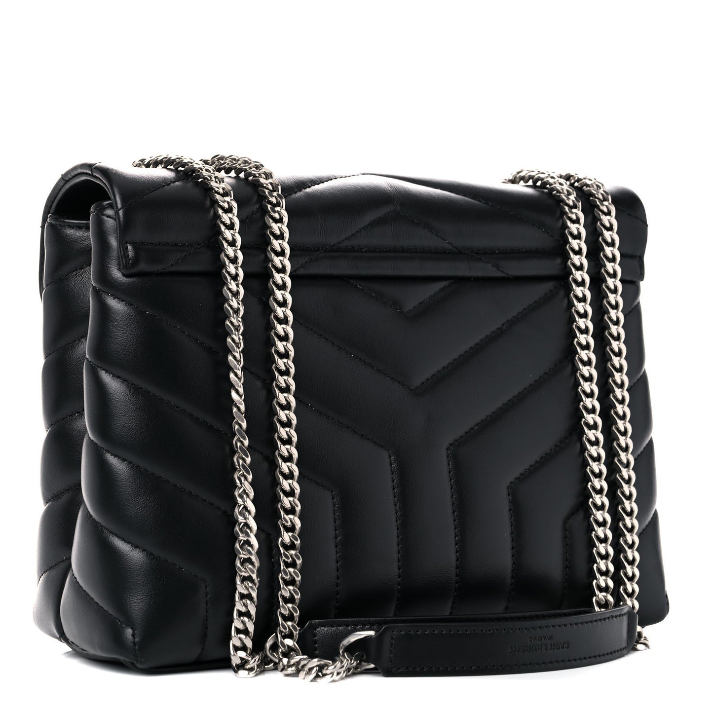 Calfskin Y Quilted Monogram Small Loulou Chain Satchel Black