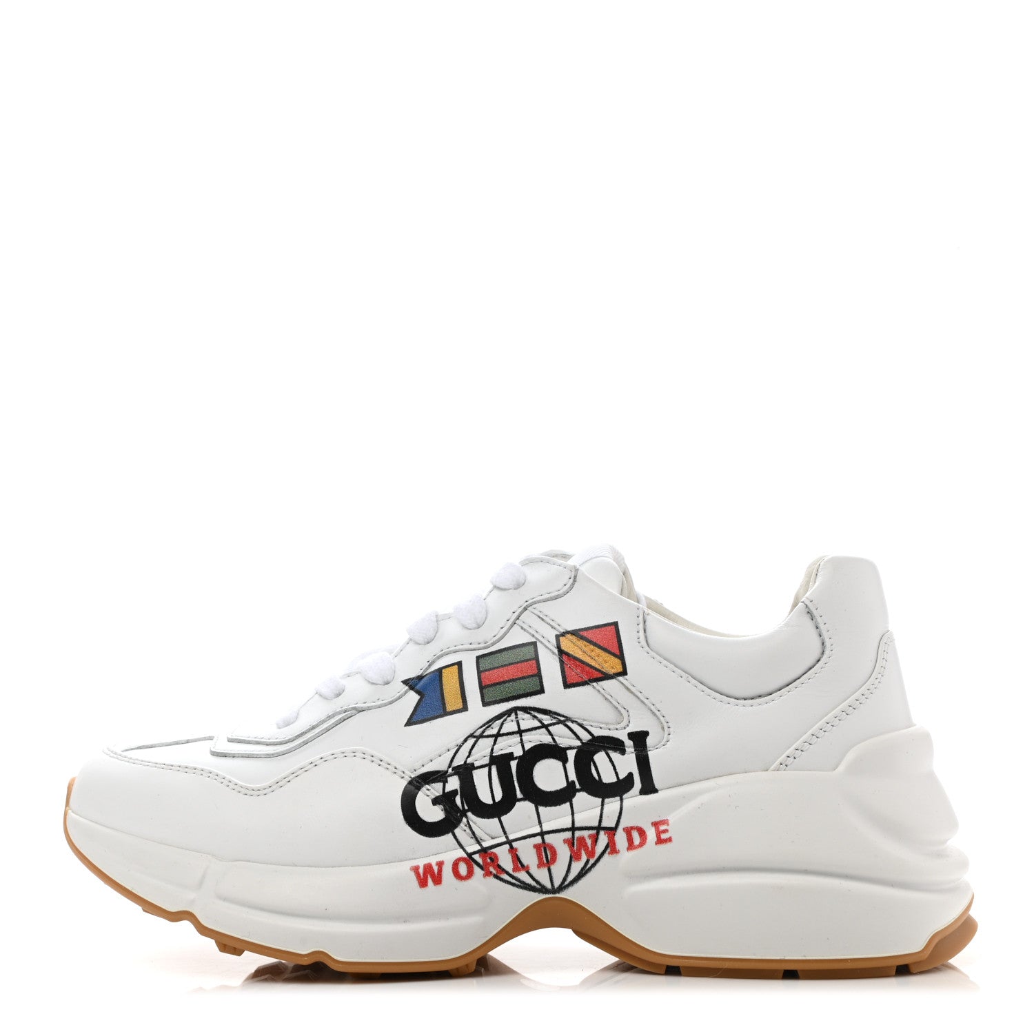Gucci Calfskin Worldwide Womens Rhyton Sneakers 36 Great White 1 of 9