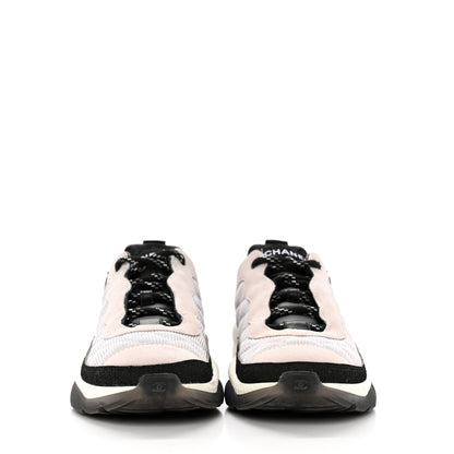 Chanel Mesh Suede Calfskin Quilted Sneakers 37.5 Light Pink Beige 2 of 16