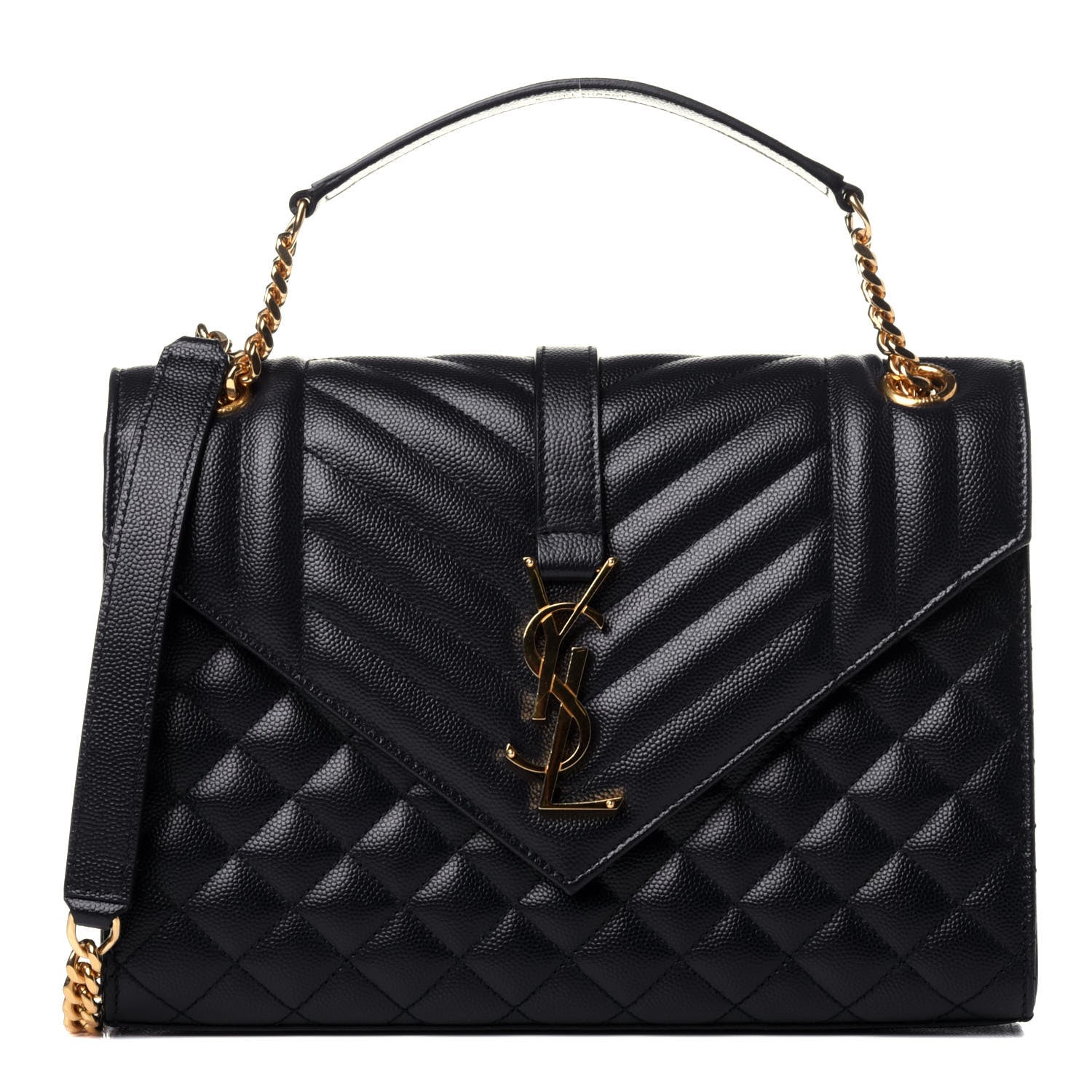 Saint Laurent Grain De Poudre Textured Mixed Matelasse Triquilt Medium Monogram Satchel Deep Marine 1 of 11