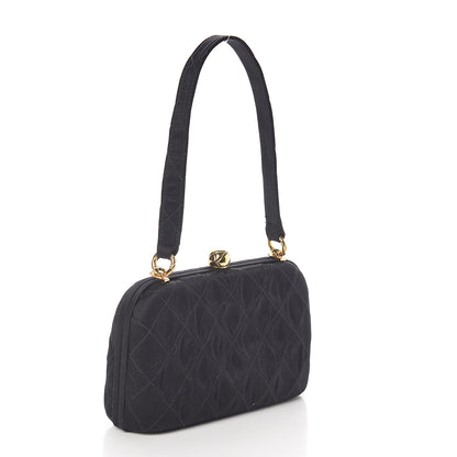 Chanel Satin Quilted Clutch Black 3 of 10
