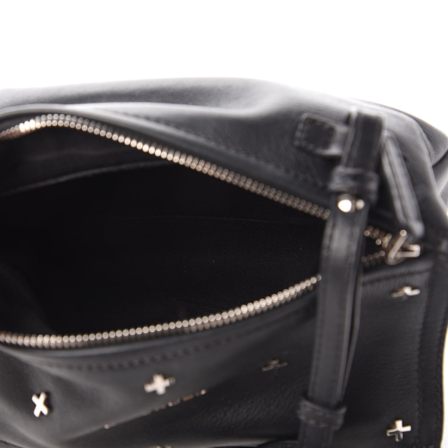 Calfskin Cross Embellished Mini Pandora Black