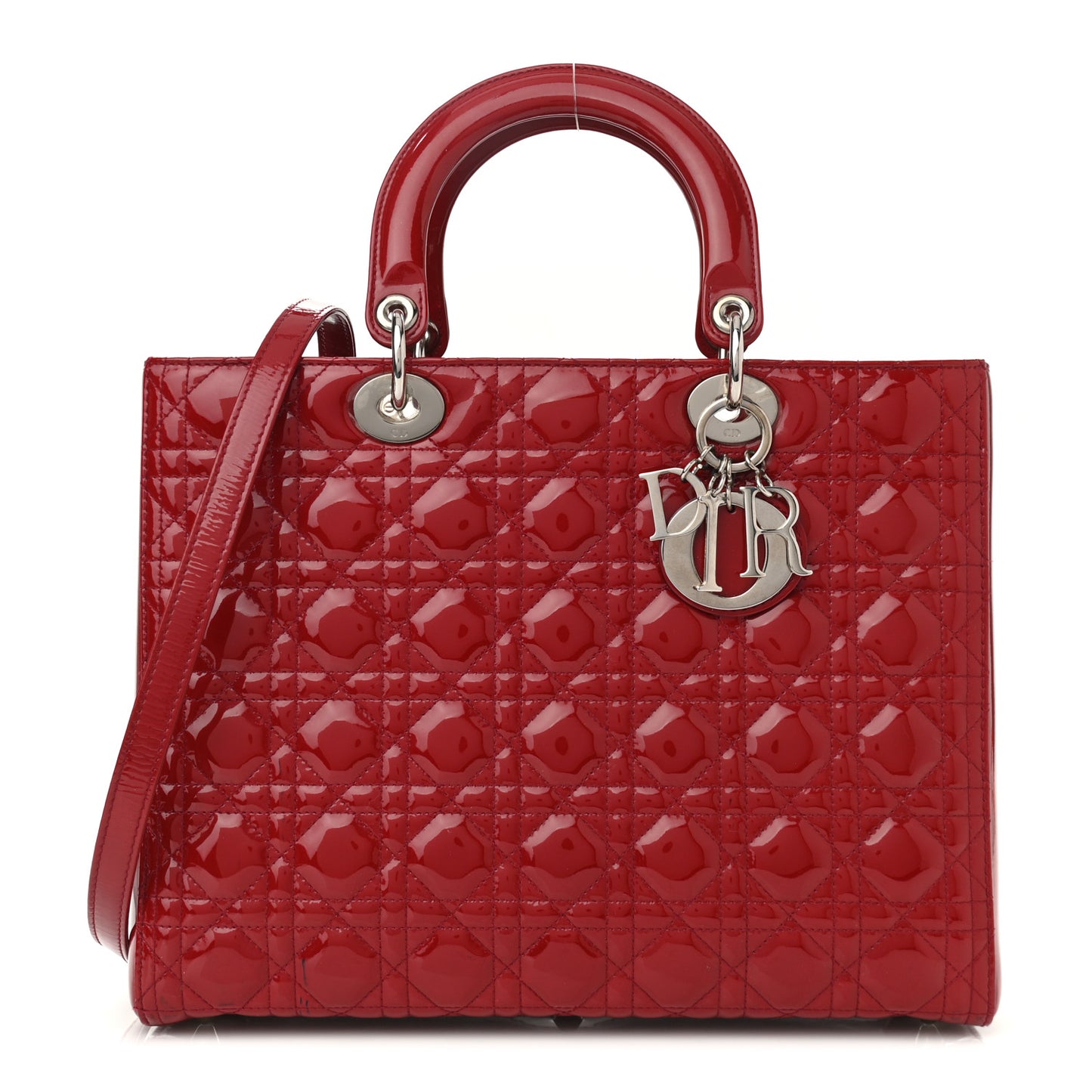 Patent Cannage Large Lady Dior Red