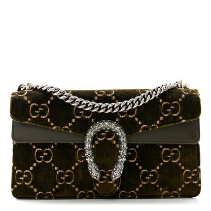 Gucci Velvet Skipper Crystal GG Monogram Small Dionysus Shoulder Bag Green 1 of 11