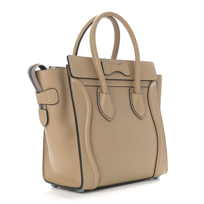 Celine Drummed Calfskin Micro Luggage Dune 3 of 11