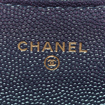 Chanel Iridescent Caviar Flap Quilted Card Holder Wallet Purple 6 of 10