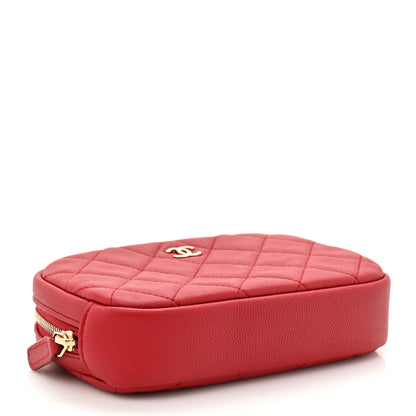 Chanel Caviar Quilted Small Curvy Pouch Cosmetic Case Dark Red 4 of 8