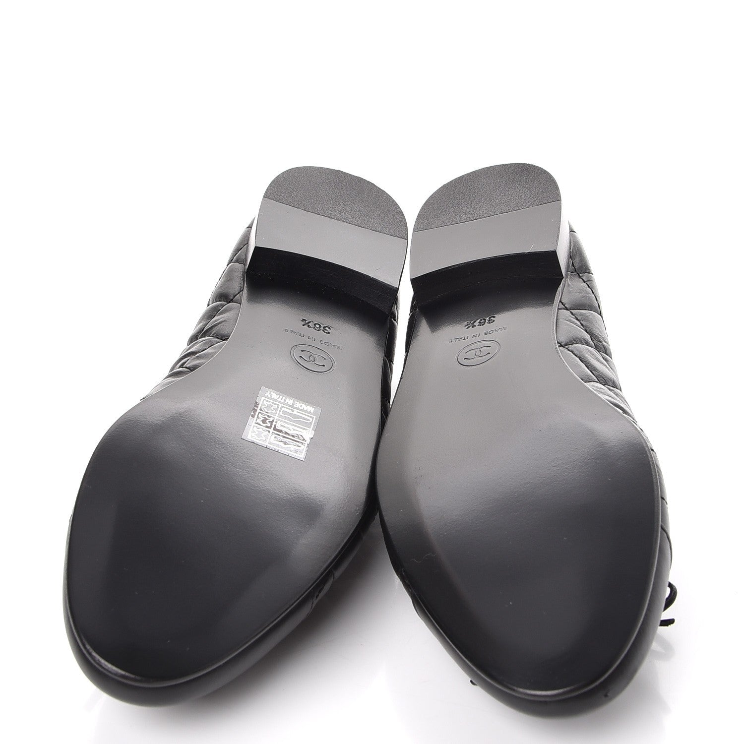 Chanel Aged Calfskin Quilted Cap Toe Ballerina Flats 38.5 Black 5 of 9