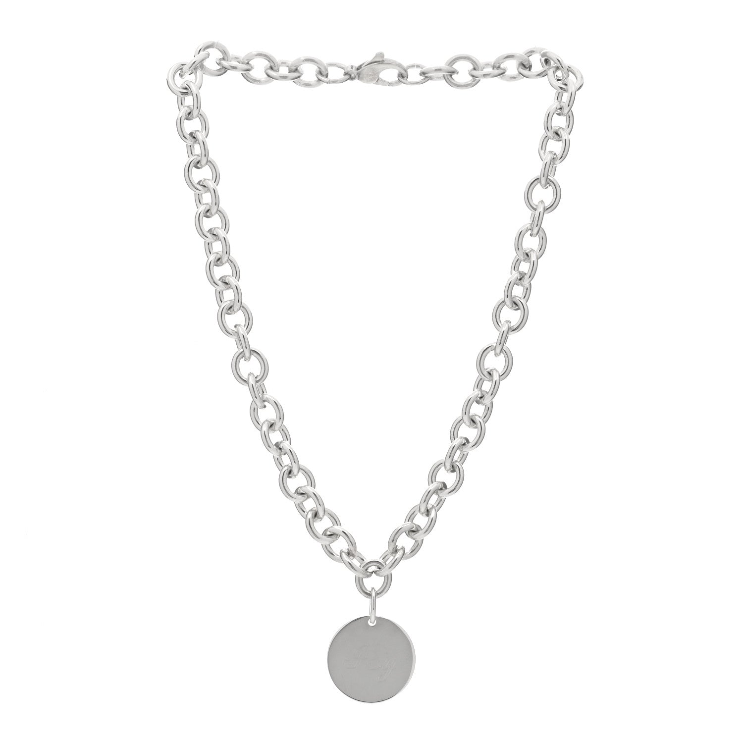 Tiffany Sterling Silver Round Tag Necklace 2 of 3