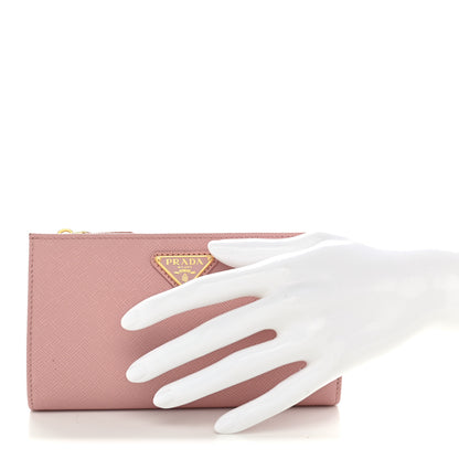 Prada Saffiano Calfskin Triangle Continental Wallet Baby Pink 2 of 10
