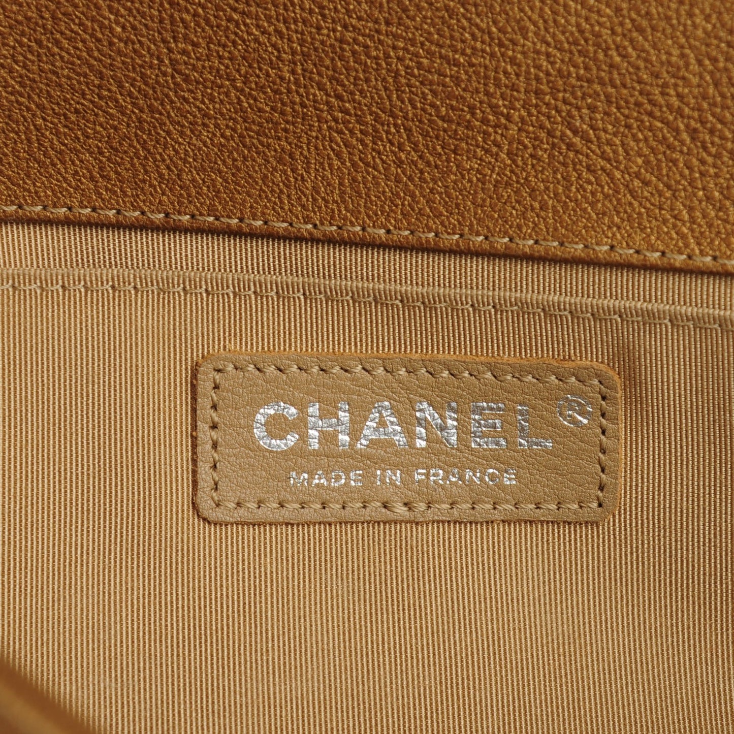 Metallic Calfskin Quilted Medium Boy Flap Dark Gold